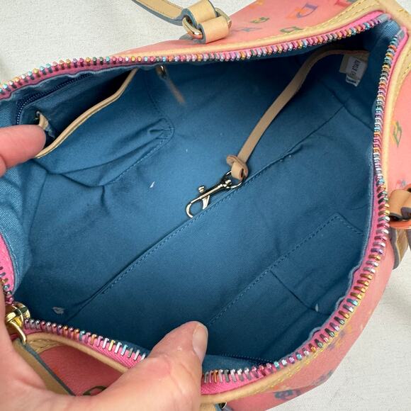 Dooney & Bourke Y2K Rainbow Barrel Bag Monogram Pink LIKE NEW - Picture 7 of 9